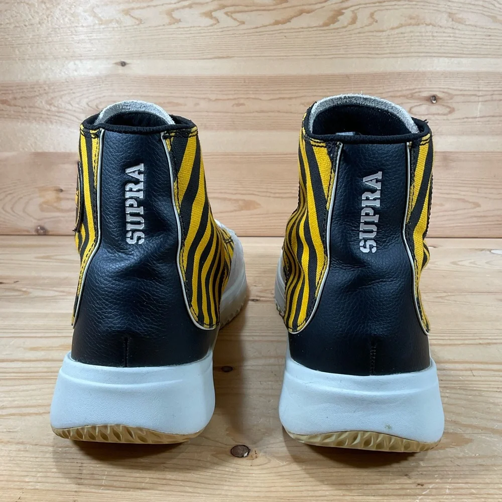 SUPRA Statik Caution Stripe/Bone Lace-Up Shoes Men’s 10.5 Yellow Black 06131-822